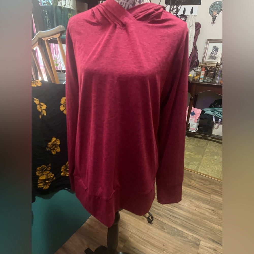 Marika Red Boxy Sweatshirt with Mandarin Collar